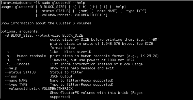 glusterdf --help
