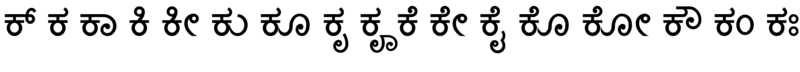 ಕ್ ಕ ಕಾ ಕಿ ಕೀ ಕು ಕೂ ಕೃ ಕೄ ಕೆ ಕೇ ಕೈ ಕೊ ಕೋ ಕೌ ಕಂ ಕಃ